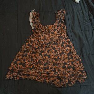 Burnt orange and black butterfly babydoll dress gentle used